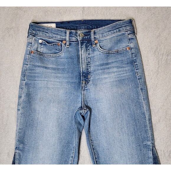 GAP Jeans 70s Flare High Rise 2 Tone Blue Denim Womens 28 Size 6 Short - Picture 3 of 12